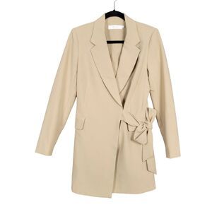 NWOT ASTR Tan Blazer Wrap Dress Back Cutout Office Siren Trench SIZE XS